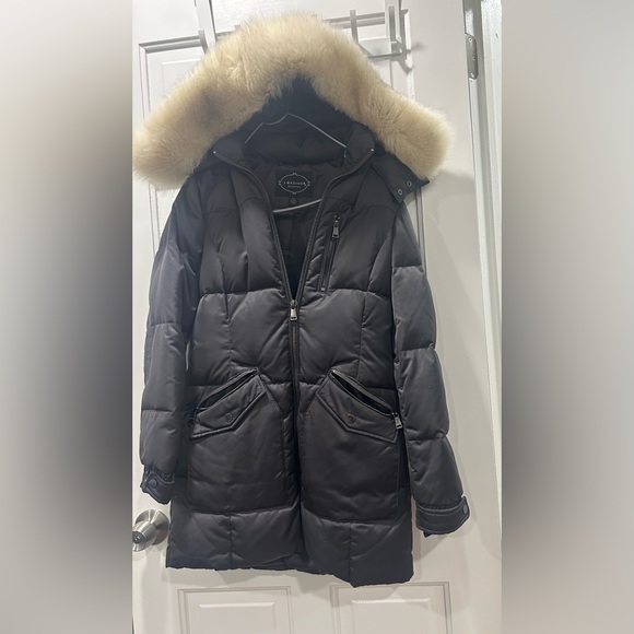 Madison Charcoal Puffer Coat with Faux Fur Trim - Picture 4 of 12
